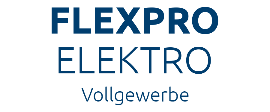 Logo „FLEXPRO ELEKTRO“ – Vollgewerbe Schriftzug „FLEXPRO ELEKTRO“ mit Zusatz „Vollgewerbe“.